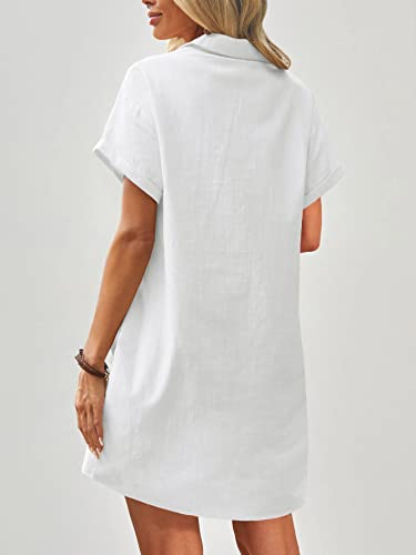 Image of Zeagoo Womens Cotton Shirt Dress Summer Casual Short Sleeve Button Down Beach Cover Up Shirts with Pockets