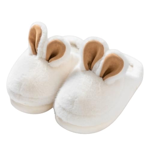 Fuzzy Cute Bunny Ear Women's Home Memory Foam Slippers, Kawaii Furry Faux Fur Lined Bedroom Shoes Cozy Indoor Outdoor Slide