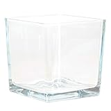floreros cuadrados de madera Material: vidrio, Medidas aproximadas: 14 x 13,8 x 13,8 cm, Diseño elegante y minimalista, base gruesa, Ideal para utilizar como recipiente para todo tipo de plantas y flores, Quedará precioso en cualquier estancia del hogar, negocios, etc