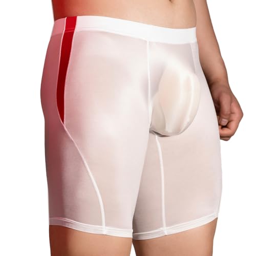 Nyeemya Hommes Short de Compression de Base Short de Fitness Leggings Transparent Saillant Blanc Taille Unique