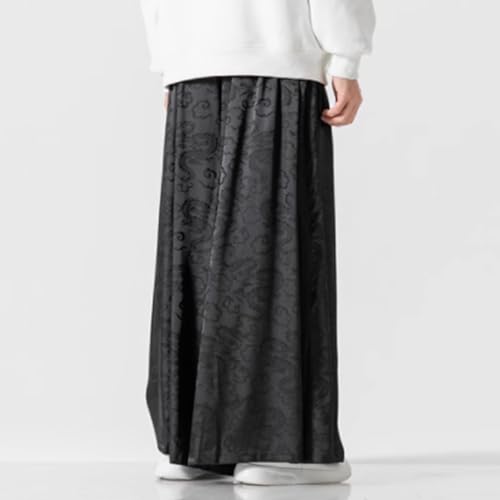 HZCX FASHON Mens Womens Wide Leg Hanfu Pants Skirt Chinese Dragon Silk Stain Oversized Palazzo Trousers3