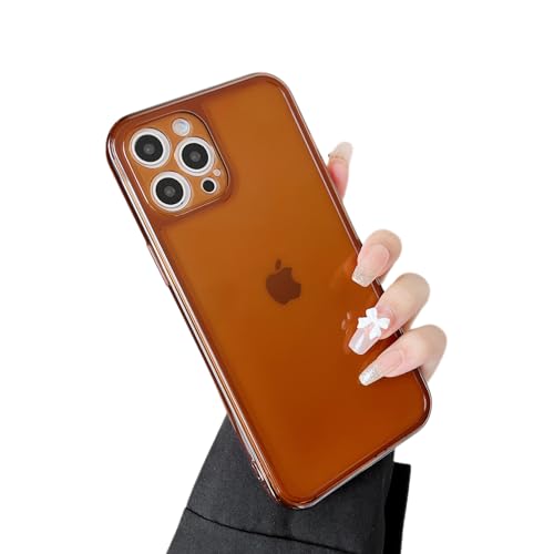 ZTOFERA Case for iPhone 15 Pro 6.1 inch,Clear Soft Silicone Bumper Protective Retro Color Transparent Shockproof Phone Case - Brown