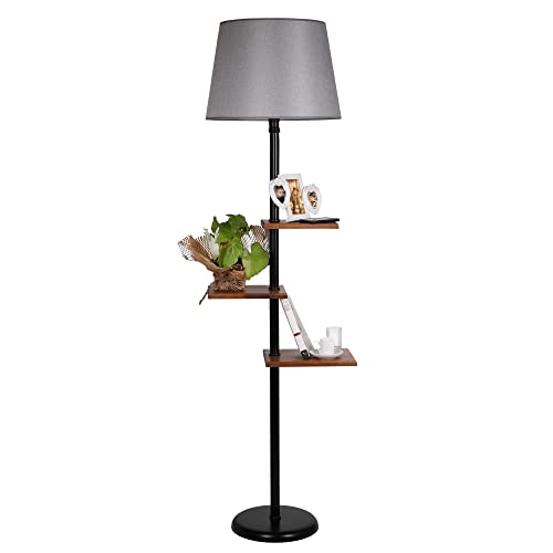Lampadaire en métal bicolore noir gris 170 cm à haute stabilité E27