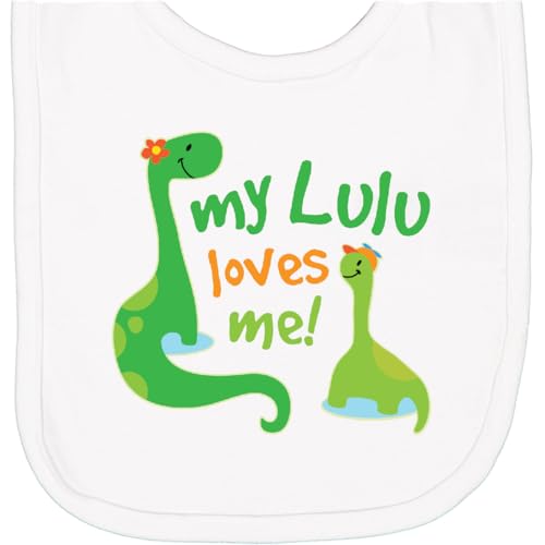 inktastic My Lulu Loves Me Grandson Dinosaur Newborn Bib