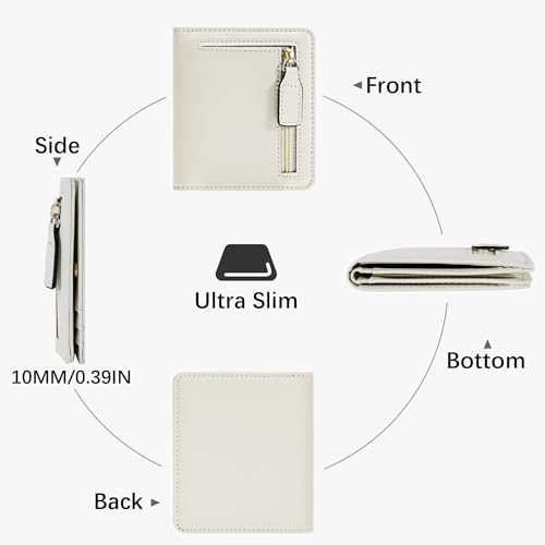 Image of Gostwo Small Wallet for Women, Slim Bifold Credit Card Holder, Compact RFID Blocking Cash Wallet, Billfolds Thin Leather Zipper Pocket, Mini Wallet Gift for Ladies Teen Girls Travel with ID Window
