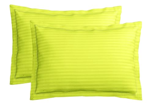 Image of BSB HOME Premium Cotton Solid /Stripe King Bedsheet with 2 King Size Pillow Covers | Double Bed with 210 TC Pure Cotton | Size - King Size 90x100 inches - Parrot