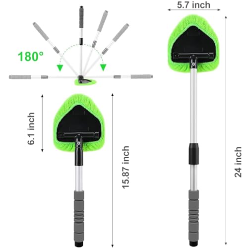 XINDELL 24-inch Windshield Cleaner Tool – Upgrade Large Head Car Interior&Exterior Window Cleaning Kit with Extendable Handle & 4 Microfiber Pads, Auto Wiper Brush for Car, Trucks, SUVs, RVs & Home - Image 4