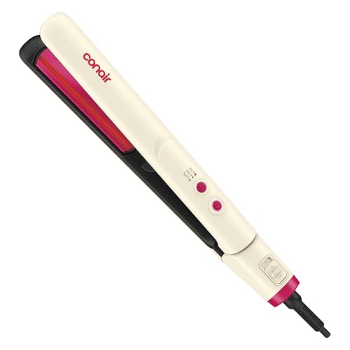 Infiniti PRO CONAIR 1' Infrared Flat Iron, Hair Straightener for Smooth, Shiny Results, Advanced Styling Hair Iron Designed to Reduce Frizz & Heat Damage, White