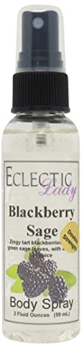 Eclectic Lady Blackberry Sage Body Spray, Double Strength, 2 ounces, Body Mist for Women with Clean, Light & Gentle Fragrance, Cologne with Soft, Subtle Aroma For Daily Use