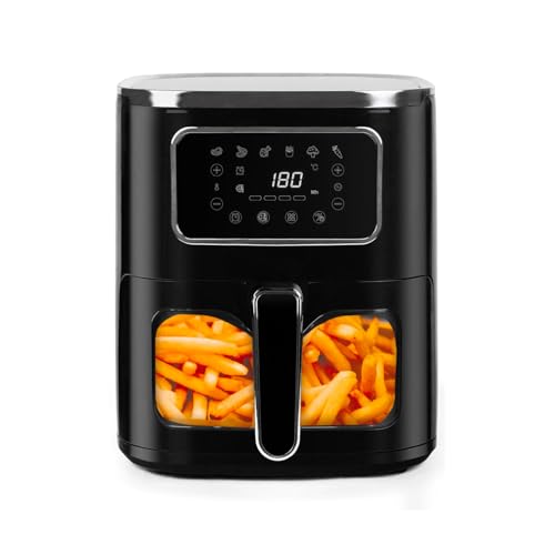 Friggitrice ad Aria Digitale 7.5L - Potenza 1600W Contollo a LED Temperatura da 80°a 200°C - Timer Regolabile Fino a 60 Minuti - Per Friggere o Cuocere al Forno