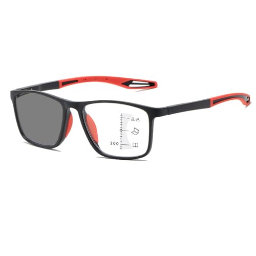 Progressive Multifocus Reading Glasses Blue Light Blocking Multifocal Computer Readers(Black/Red,2.5 x)