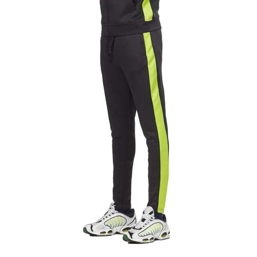 Rebel Minds Men Track Pants - Stylish Men's Sweatpants, Joggers for Men, Athletic and Casual Wear, with Pockets Black Lime