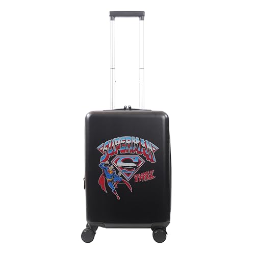 FUL DC Comics Superman 22.5 Inch Carry On Luggage, Hardshell Rolling Suitcase with Spinner Wheels, Black2