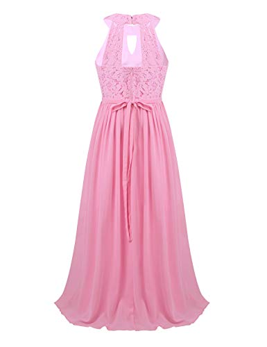 Flower Girl Floral Lace Halter Cutout Back Chiffon Dress Kids Bridesmaid Formal Party Evening Gown3