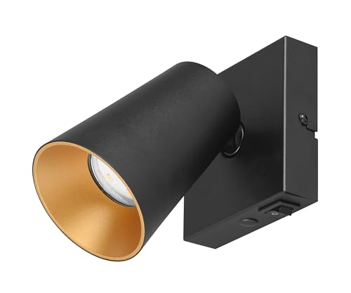 Trio Leuchten Foco de pared SHARP 817170132, Metal negro mate, tapa dorada/negra, excl. 1x GU10