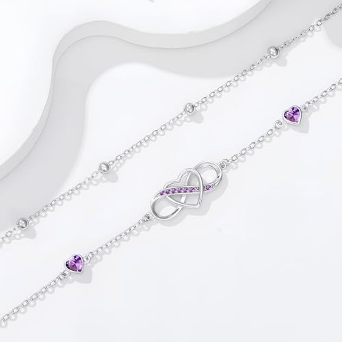 Image of Anklet for Women 925 Sterling Silver Double Infinity Ankle Bracelet Waterproof Summer Jewelry Anniversary Birthday Gifts for Her