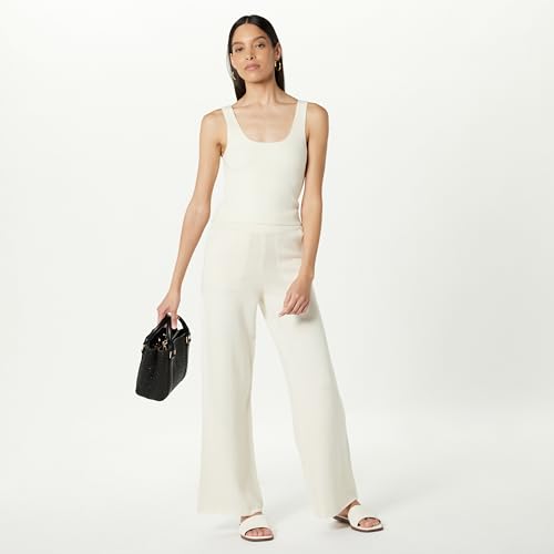 The Drop Women's Cynthia Cotton Blend Wide Leg Sweater Pant, Whisper White, S4