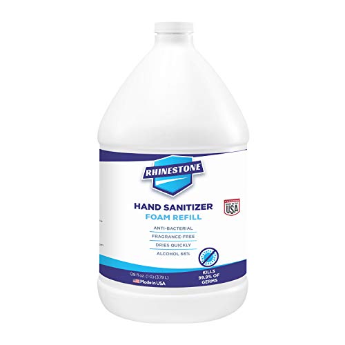 Rhinestone Foaming Hand Sanitizer, 1 Gallon Refill Bottle, 66% Ethyl Alcohol, Unscented, Made in USA, 128 Fl Oz./3.79L, Fast Drying and no rinsing Required