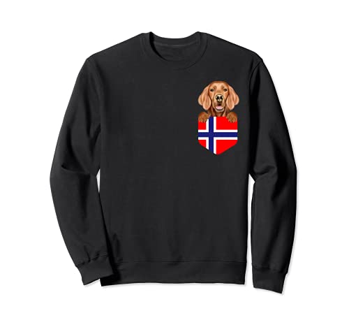 Norway Flag Irish Setter Dog In Pocket Sweatshirt, Black