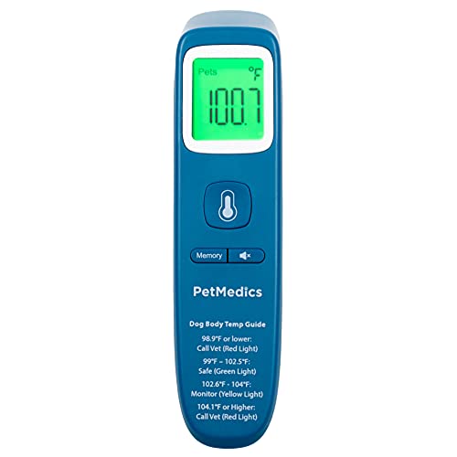 PetMedics by iHome Cat & Dog Thermometer for Pets Ear or Belly No Contact Scan - Large Number Digital Lit Display - Batteries Included - Canine and Pet Fever Detection