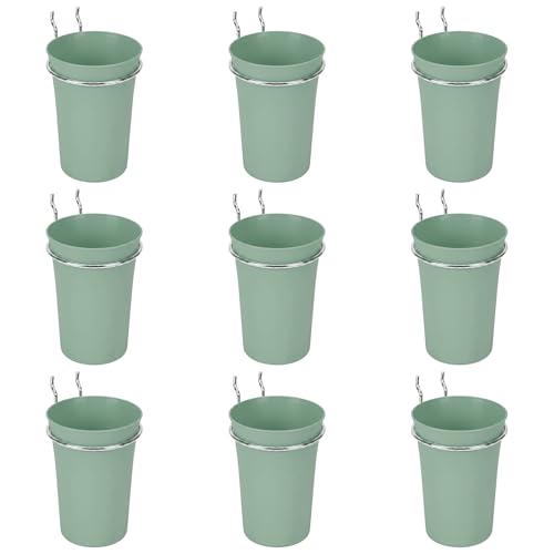 Image of Pegboard Cups With Loops, 9 Pack Matcha Green Peg Board Holder Organizer | 1 /8 inch 1 /4 inch Pegboard Accessories, Plastic Hanging Organizer Cups, Tool Organizer Set for Garage Craft Workshop Hobby Storage