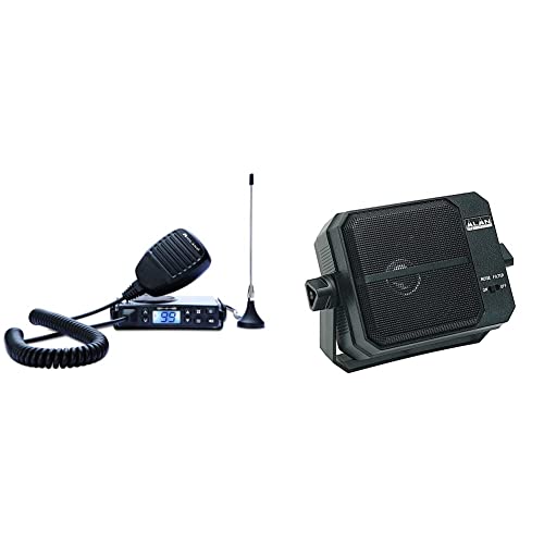 Midland GB1-R Funkempfänger mit 8 Kanälen + 91 Programmierbar mit CTCSS - 1 Empfänger, integrierte magnetische Antenne, Halterung, Mikrofon und Halterung & Zusatzlautsprecher AU30 für Funkgeräte