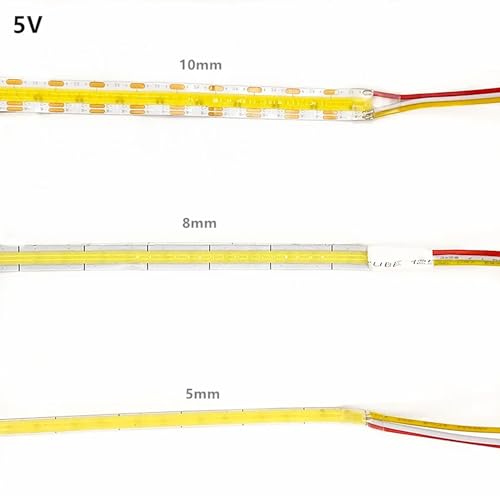 Tira LED CCT COB 2700K-6500K 5V 12V 24V Dimmable 10mm miniatura 2