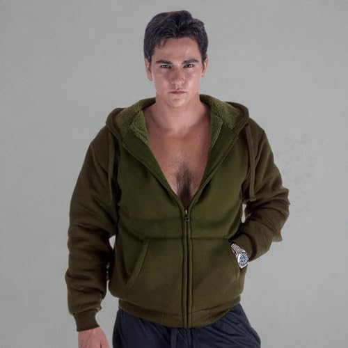 Image of Yasumond Hoodies for Men Zipper Fleece Sweatshirt Heavy Sherpa Lined Hooded Warm Winter Coats Big Tall
