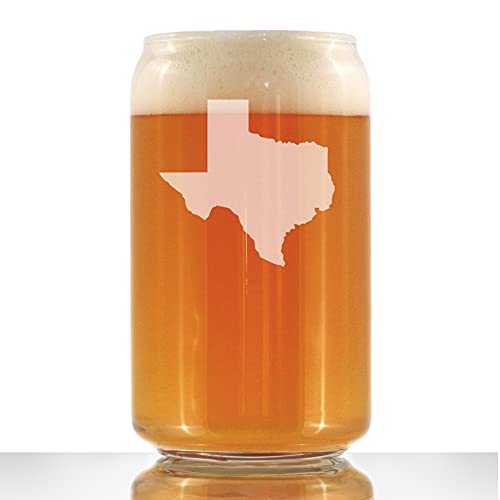 Texas State Outline Beer Can Pint Glass - State Themed Drinking Decor and Gifts for Texan Women & Men - 16 Oz Glasses