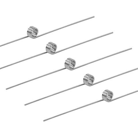 GUNGY 10 szt. sprężyn skrętnych ze stali nierdzewnej średnica drutu 0,4 mm średnica wewnętrzna 2 mm długość ramienia 20 mm kąt 180° 4 obroty prawy obrót 0,4 x 2 x 20 mm