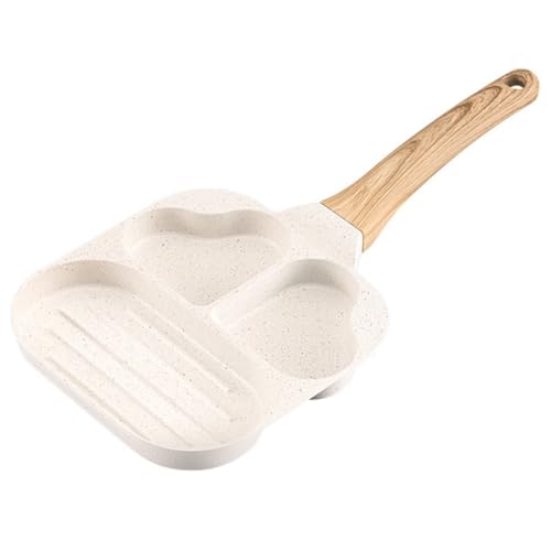 MUCKLILY Multi Function Egg Frying Pan Non Stick Kitchen Pancake Pan for Breakfast Easy to Clean Premium Quality Adorable Heart Shaped Design for Meals