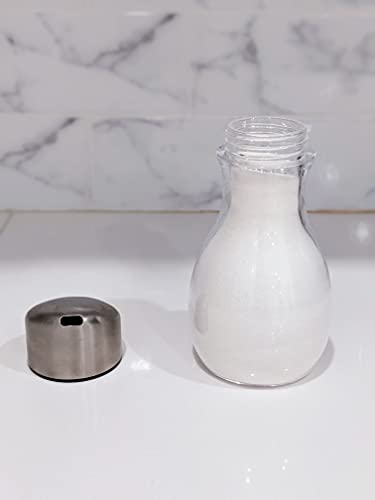 J&M Design Sugar Dispenser With Pour Spout For Coffee Bar Accessories, Tea & Baking Essentials W/Stainless Steel Lid - 9.5Oz Clear Acrylic Jar Spoon Pourer Shaker Container #TOP7