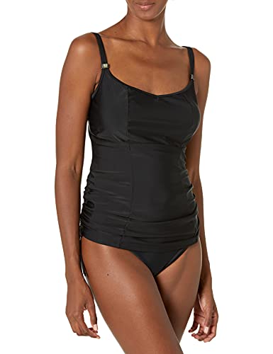 Panache Swim Women s Anya Bra-Sized Balconnet Tankini Top, Black, 34H