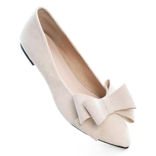 Image of TN TANGNEST Women Fashion Bowknot Flats Comfort Pointed Toe Dress Shoes