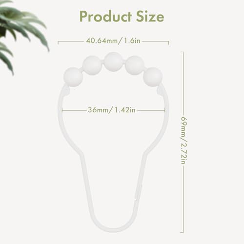 Image of Amazer Shower Curtain Hooks, Decorative Shower Curtain Hooks Rust-Resistant Stainless Steel Shower Curtain Hooks for Bathroom Shower Rod-Set of 12, Polished White