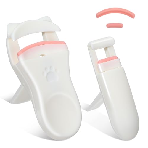 Oruola 2 Pieces Mini Eyelash Curler,Portable Eyelash Curler for Travel,Professional Lash Lift Tool with Corner Curler for Kids Eyelashes,Long-Lasting Curling, Lightweight ABS Material,Beige