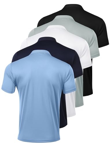 PINSPARK 5 Pack Golf Polo Shirts for Men Multipacks Quick Dry Short Sleeve Collared Shirt Slim Fit Casual Polos Shirt2