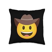 Emoticon Cowboy Hat Face Throw Pillow