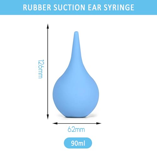 3 Pack 90ML Hand Bulb Ear Syringes, Soft Reusable Rubber Suction Ear Bulb Syringe Ball, Ear Washing Squeeze Bulb, Ear Cleaning Bulb for Kids, Adults, Pet - Thumbnail 2