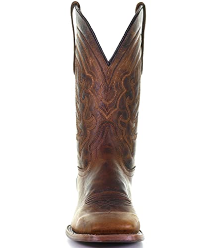 Image of Corral Mens Brown Embroidery Wide Square Toe Cowboy Boots L5733 (11, numeric 11)