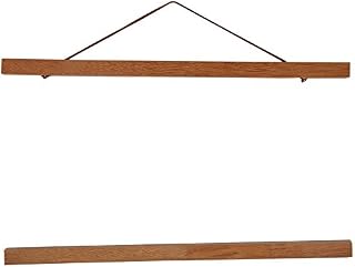 Modern Magnetic Wooden Photo Frame Magnetic Poster Hanger Frame Wood Frame for Prints Pictures Maps Scroll and Artwork DIY Custom Poster Hanger Teak Wood Hanging Scroll Kit(40cm)