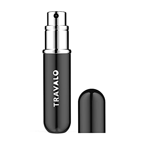 Travalo Classic Perfume Atomizer - U refill system - Elegant Metal Travel Atomiser - TSA Flight Approved Portable Mini Refillable Empty spray Bottle - Glass-free Scent Pump Case - Black 0.17 oz / 5ml