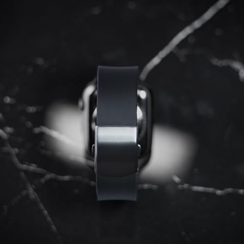 Archer Watch Straps - Custom Fit Silicone Straps for Apple Watch (Black, Gray Clasp, 44/45/46/49mm)