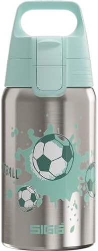 Sigg - Edelstahl Trinkflasche Kinder - Shield One love Football - Für Kohlensäurehaltige Getränke Geeignet - Auslaufsicher - Federleicht - BPA-frei - Grau - 0,5L