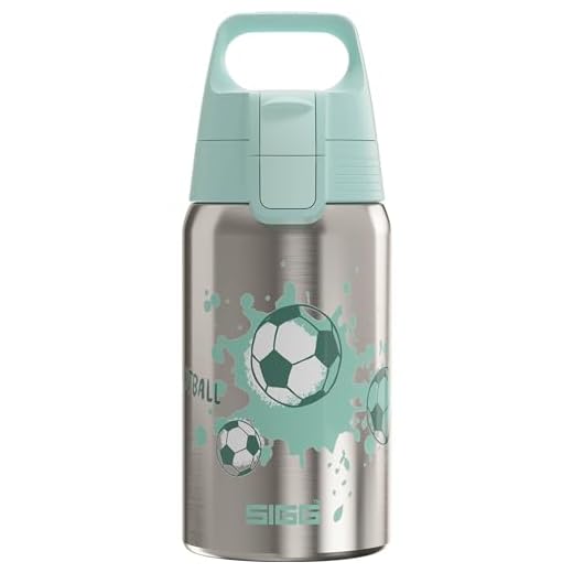 SIGG - Roestvrijstalen drinkfles voor kinderen - Shield One love Football - Geschikt voor koolzuurhoudende dranken - lekvrij - vederlicht - BPA-vrij - grijs - 0,5 l