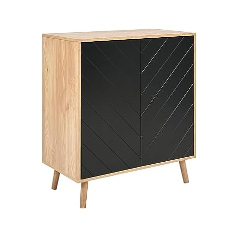 Scandinavian Sideboard MDF Particle Board Wood Veneer 2 Door Cover