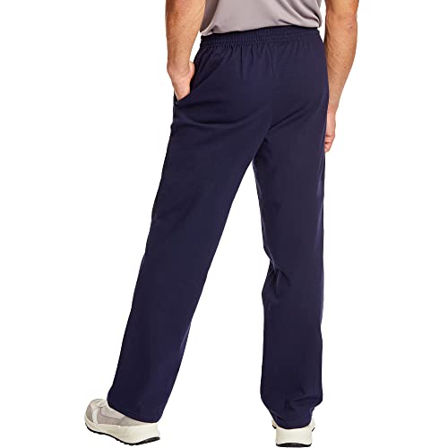 Image of Hanes Essentials Sweatpants, Men's Cotton Jersey Pants with Pockets, 33 inch, Navy, Large (Pack of 3)