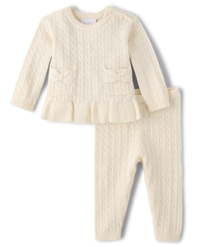 Image of The Children's Place Baby Girls' And Newborn Long Sleeve Sweater and Pants, 2 Piece Playwear Set