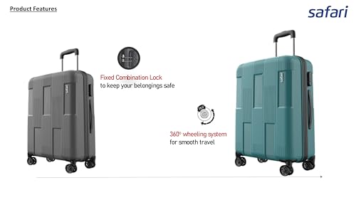Image of Safari Club 8 Wheels, 5 Years International Warranty (Cabin & Check-in) Polyproplyene Trolley Spinner Luggage Set of 3, 55Cm, 65Cm & 75Cm, Small, Medium, Large (Dark Grey)