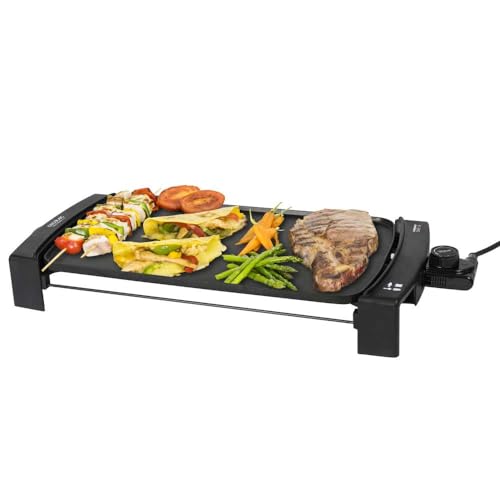 Cecotec Plancha de Asar Eléctrica Black&Water 2150. Potencia 2150 W, Cuerpo de Aluminio Fundido, Revestimiento Daikin, Termostato Regulable, Placa Apta para lavavajillas, Superficie 45x25cm